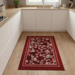Tappeto in ciniglia con base antiscivolo serie Melody, colore rosso o grigio, disponibile in varie misure