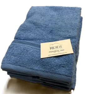 Set 6 Asciugamani Viso in Spugna di Cotone 500g - Colore Blu