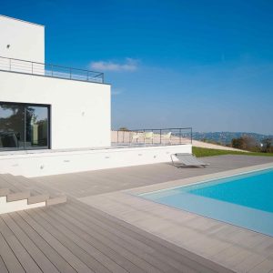 Pavimento WPC Grigio per Esterno Doghe Decking Massello Resistente Impermeabile Terrazzo
