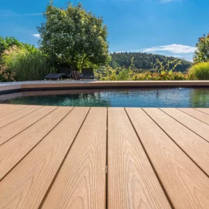 Pavimento WPC Teak per Esterno Doghe Decking Massello Resistente Impermeabile Terrazzo